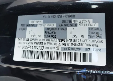 2013 Mazda Mazda5 Sport from USA, damaged, VIN JM1CW2BL4D0147913